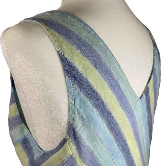 J Jill Love Linen Petite‎ M Striped Linen Maxi Dress Summer Coastal Casual Lined - Picture 8 of 14
